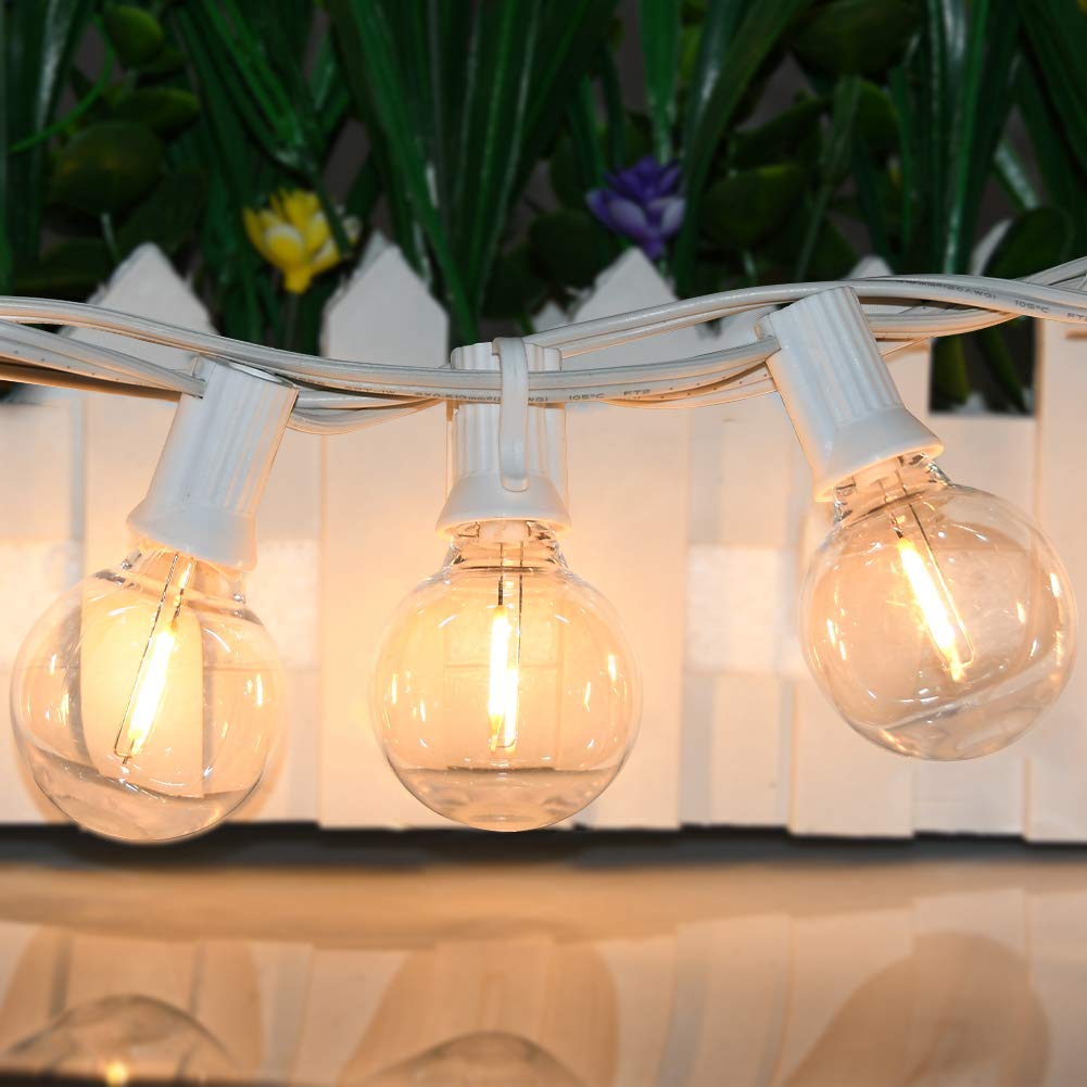 GOOTHY 50Ft LED Outdoor String Lights with 22 G40 LED Shatterproof Globe Bulbs(2 Spare), Connectable Hanging Outdoor Patio Lights for Backyard Garden Porch Party Decorations, White