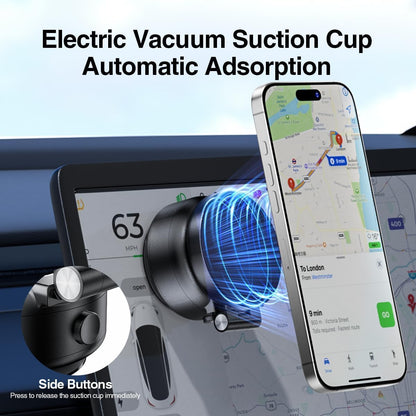 Vacuum Suction Magnetic Car Phone Holder, Electric Magnetic Car Phone Holder Mount Foldable Adjustable Car Mount for iPhone12-16,Mirror/Glass/Screen/Smooth None Porous Surface (Not Charge Phone)