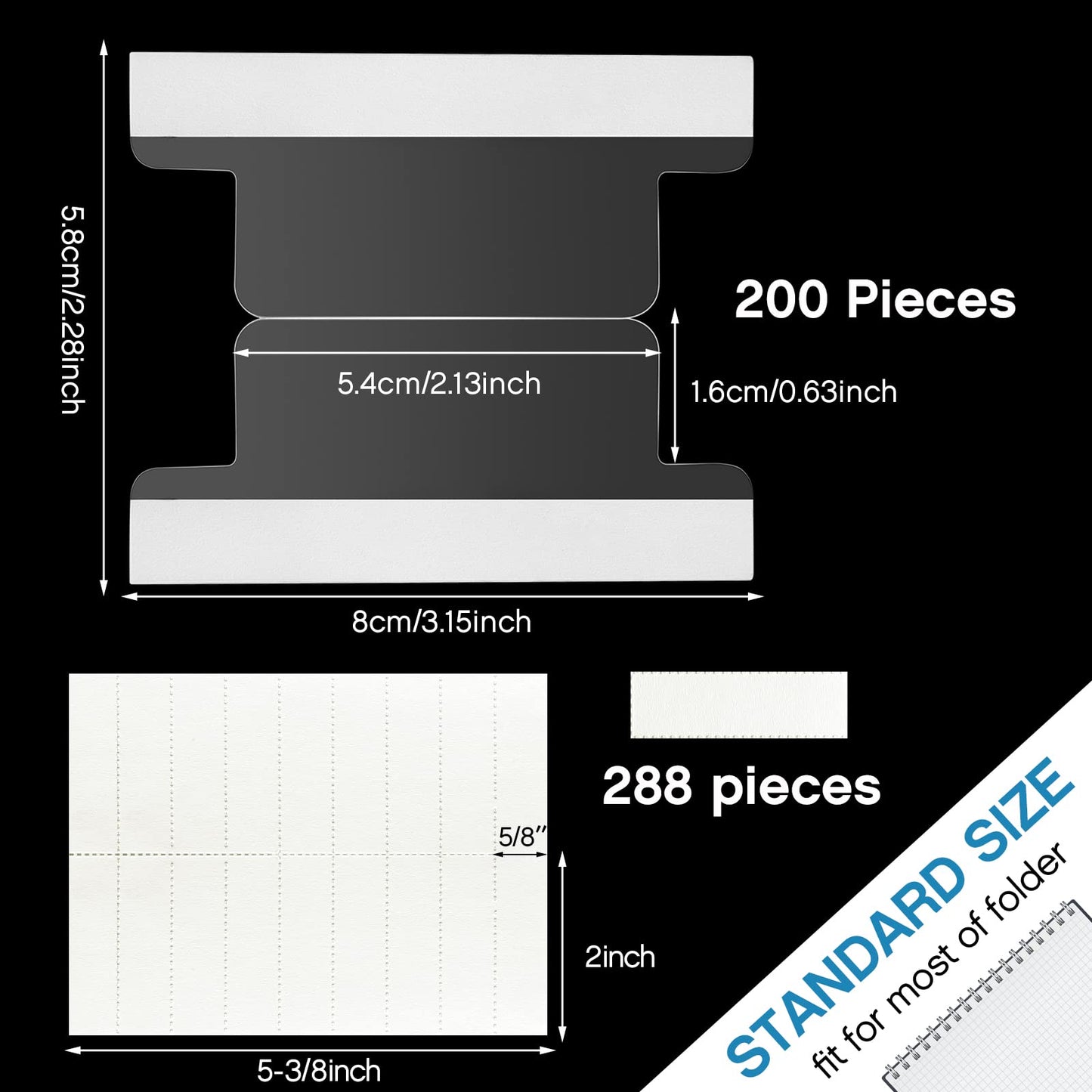 Gersoniel 50 Pieces 2 Inch Insertable Self-Adhesive Tabs with Printable Inserts with File Folder Labels Sticky Plastic Index Clear Divider Stick on File Self Adhesive for Books Page