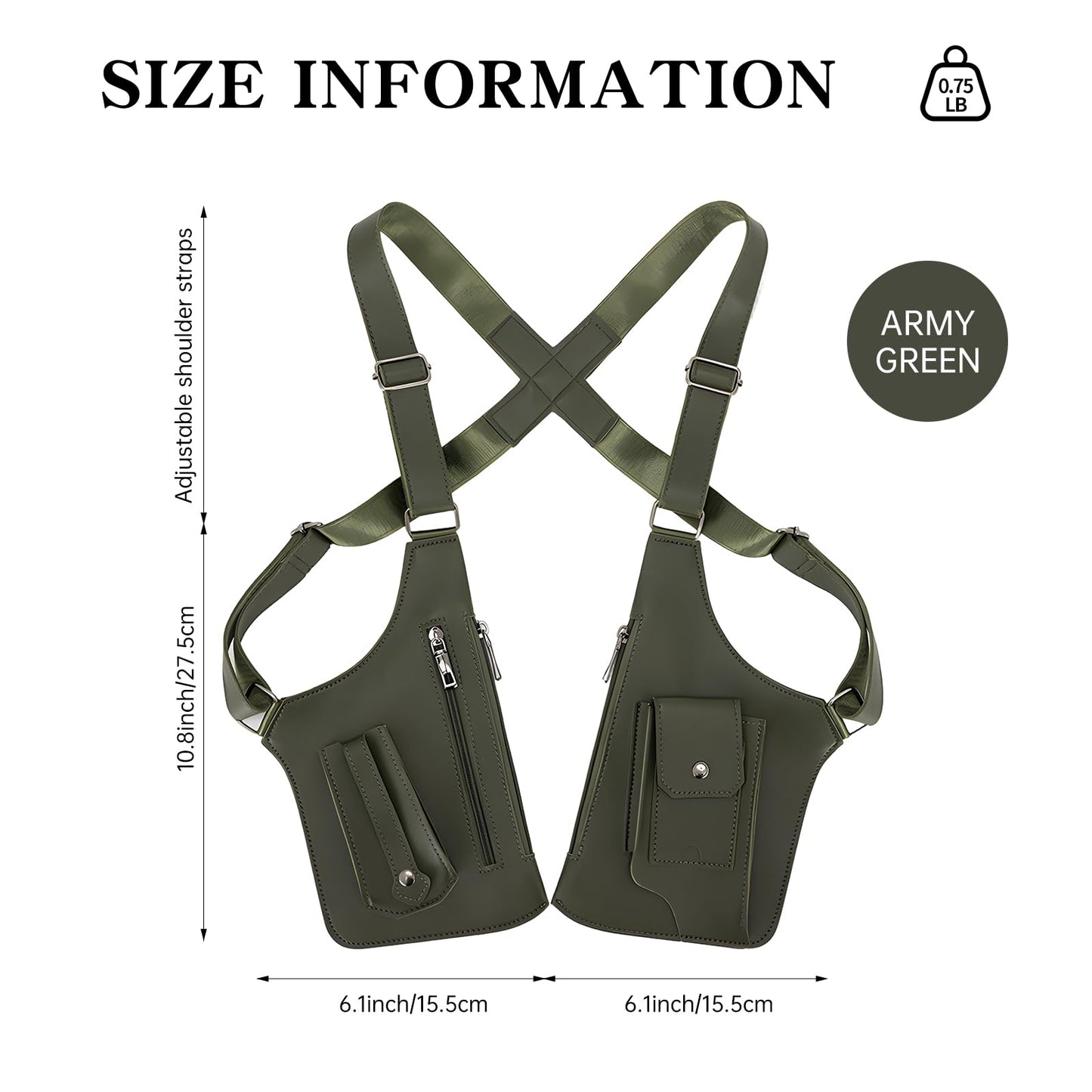 Pawbena Double Shoulder Armpit Bag for Men, Anti-Theft Underarm Shoulder Holster Bag with Adjustable Strap, Hidden Phone Wallet Pocket for Travel & Daily Commute (Army Green)