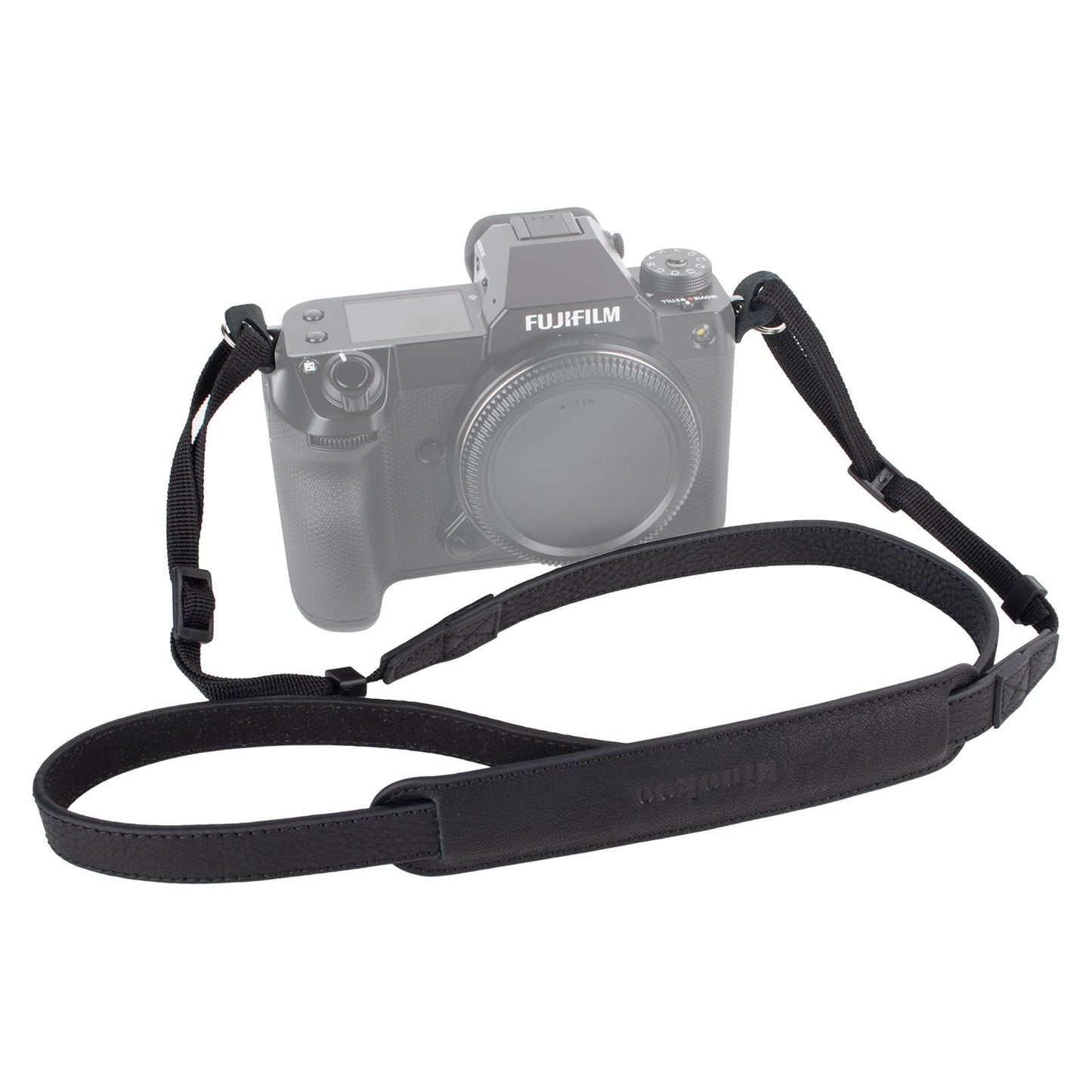 MUZIRI KIINOKOO Camera Strap Genuine Leather with Nylon Belt - Adjustable Shoulder Neck Strap Comes with Triangular Rings for Most of Digital Cameras- Length 90cm to 140cm - Black