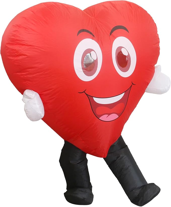 Red Love Heart Inflatable Costume,Fun Air blow up Mascot Suit Halloween Inflatables Costumes Fancy Dress Cosplay