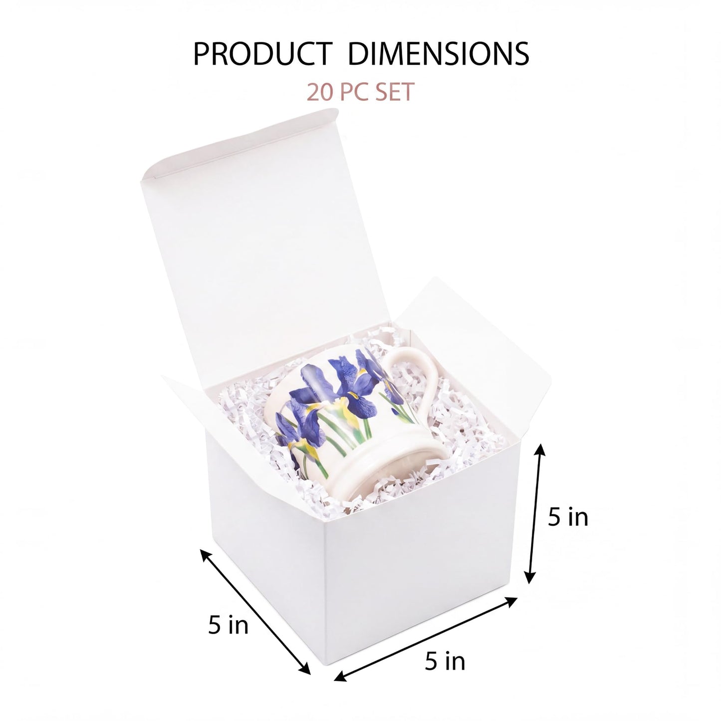 Sunnda 5x5x5 Small Gift Boxes (20 Pack) - Instant Pop-Up Design Quick Assembly - Sturdy Cardboard Bulk White Gift Boxes with Lids for Presents, Mugs, Ornaments, Candles