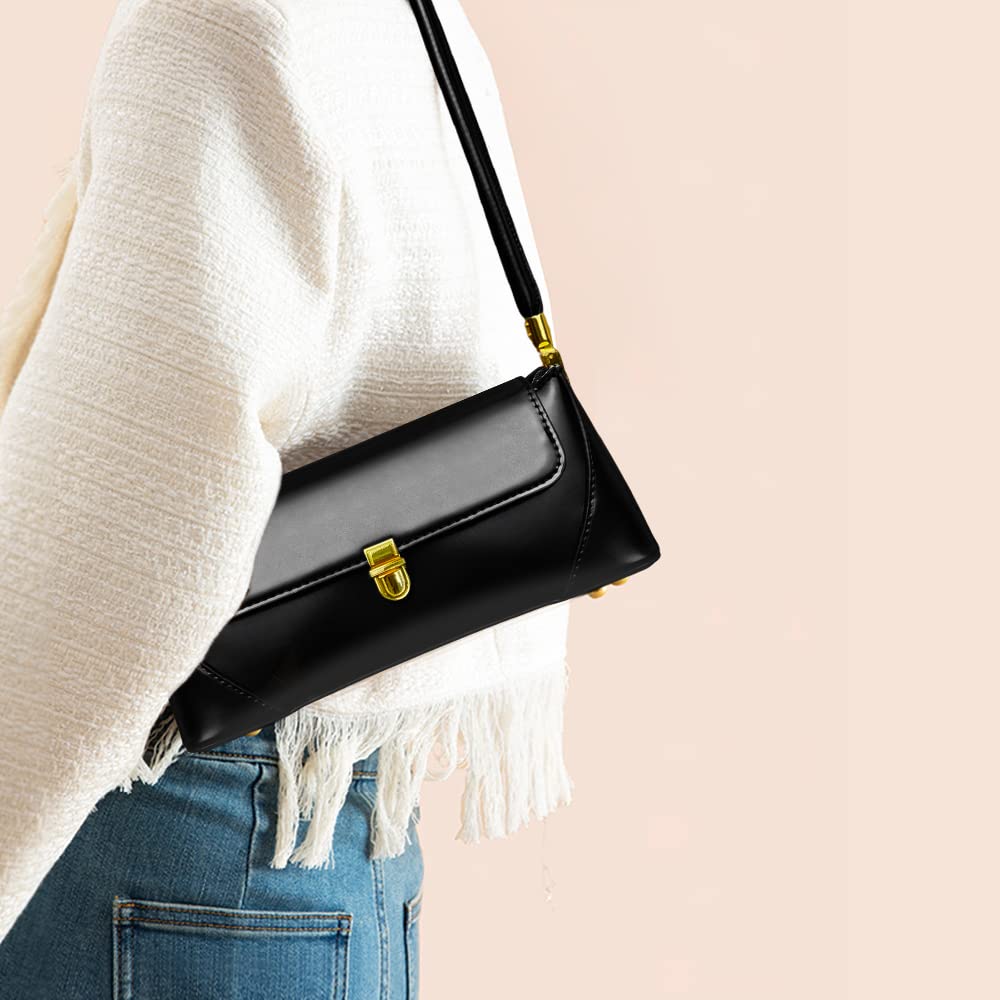 Black Shoulder Bag for Women Vintage Purses Retro Clutch Purse Small Cute Hobo Handbag