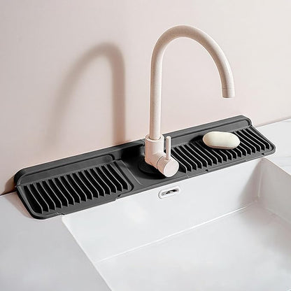 Longer Silicone Faucet Mat for Kitchen Sink – Button Style Faucet Drip Catcher