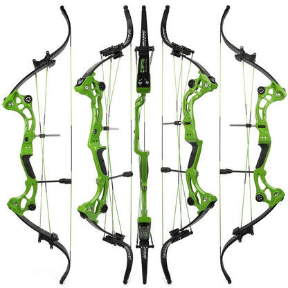 Bowfishing Recurve Bow American Hunting Bows 40-55 Lbs Adjustable Compound Bow Lever Bow IBO 320FPS for Outdoor Hunting Shooting Fishing (Only Green Bow)