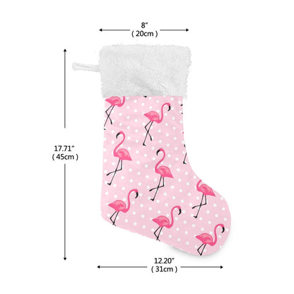 Blueangle White Dots Flamingo Christmas Stockings 17.7 Inch Gift Holders for Party Holiday Decorations Ornaments (1 Pack)