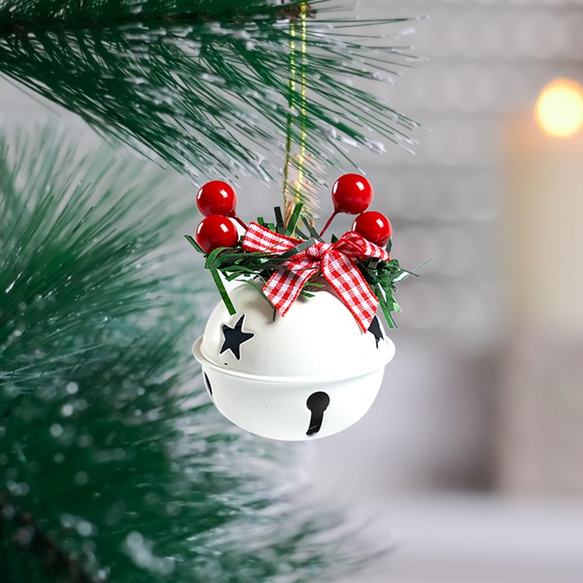 18 PCS Christmas Jingle Bells Ornaments in Red, White, Green - Christmas Tree Decor, Wreath, Memorial Ornament