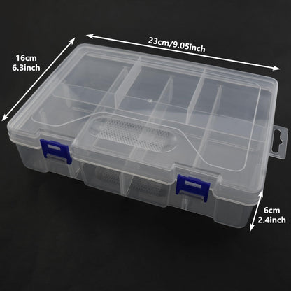 LUORNG 9x6x2.3inch PP Plastic Divided Storage Container Transparent Fishing Gear Box Organiser Waterproof Compartment Organiser DIY Craft Organiser