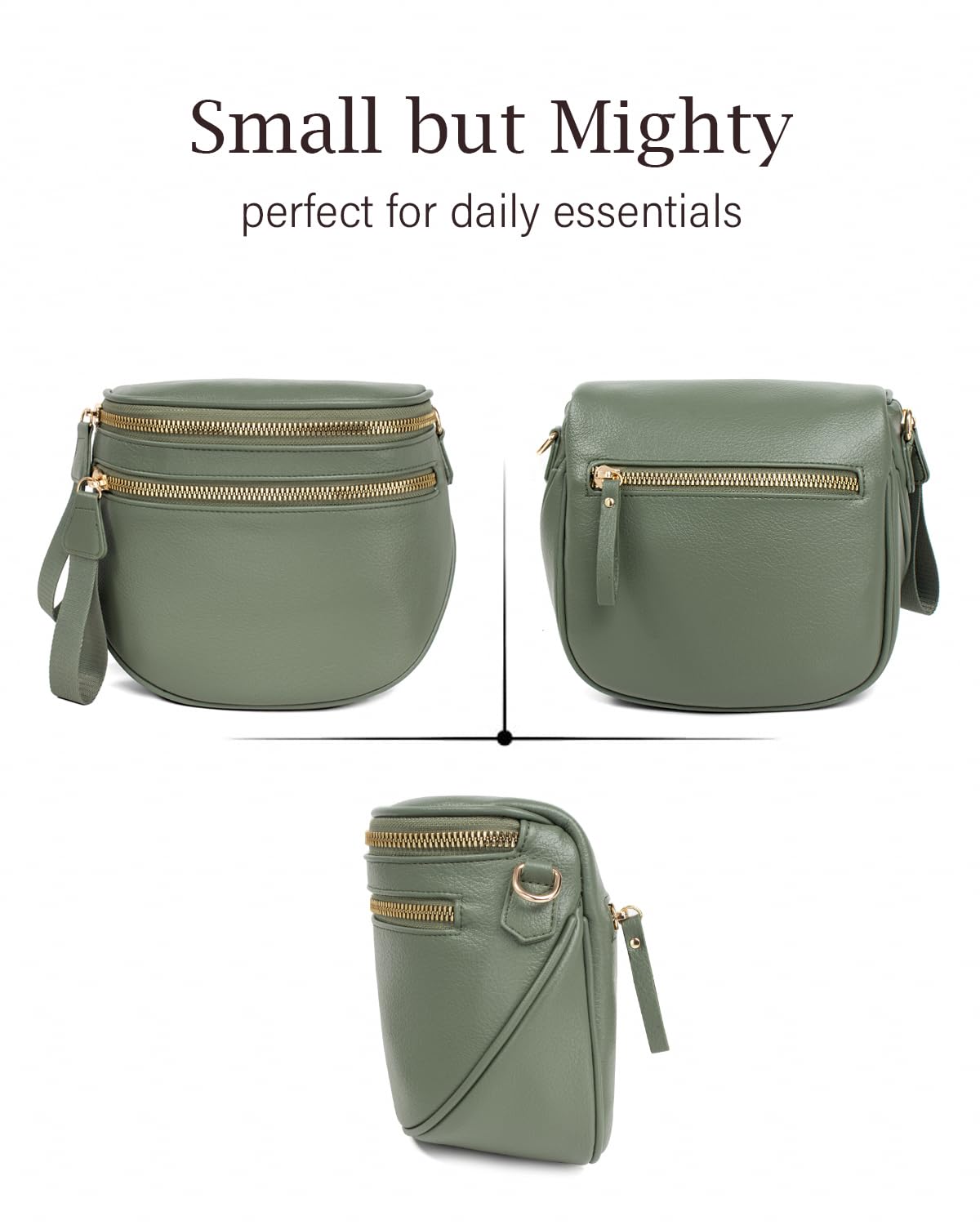 Valentoria Fashionable Womens Leather Waist Bag Crossbody Bag Detachable Wallet Adjustable Shoulder Strap (Bean Green)