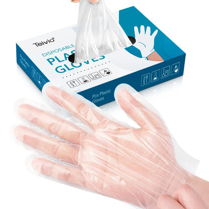 Teivio Disposable Gloves, 1000 Pcs Plastic Gloves for Kitchen Cooking Cleaning Food Handling