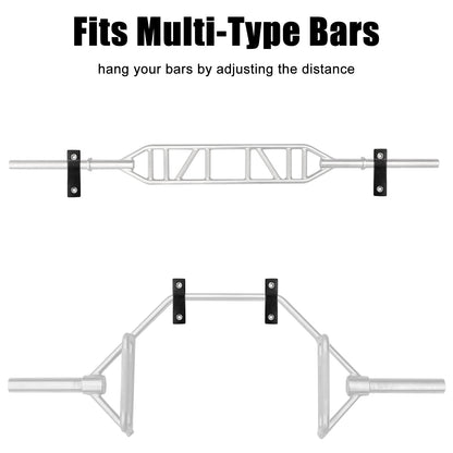 Luwint Set of 2 Single Barbell Holder Wall Mount, Horizontal Gym Bar Storage Wall Rack for Olympic and Standard Bars