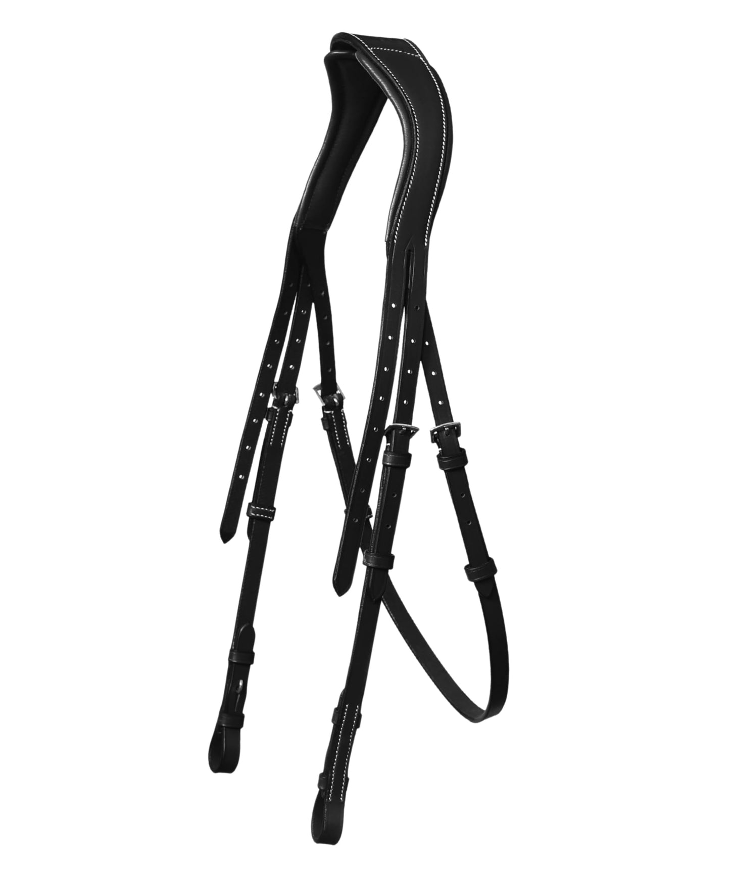 Exion Hunter Anatomic English Bridle – Padded Fancy Stitched Leather Bridle with Rubber Reins – Ergonomic Poll Relief Crownpiece for Show Jumping & Eventing – Stainless Steel – Havana Brown