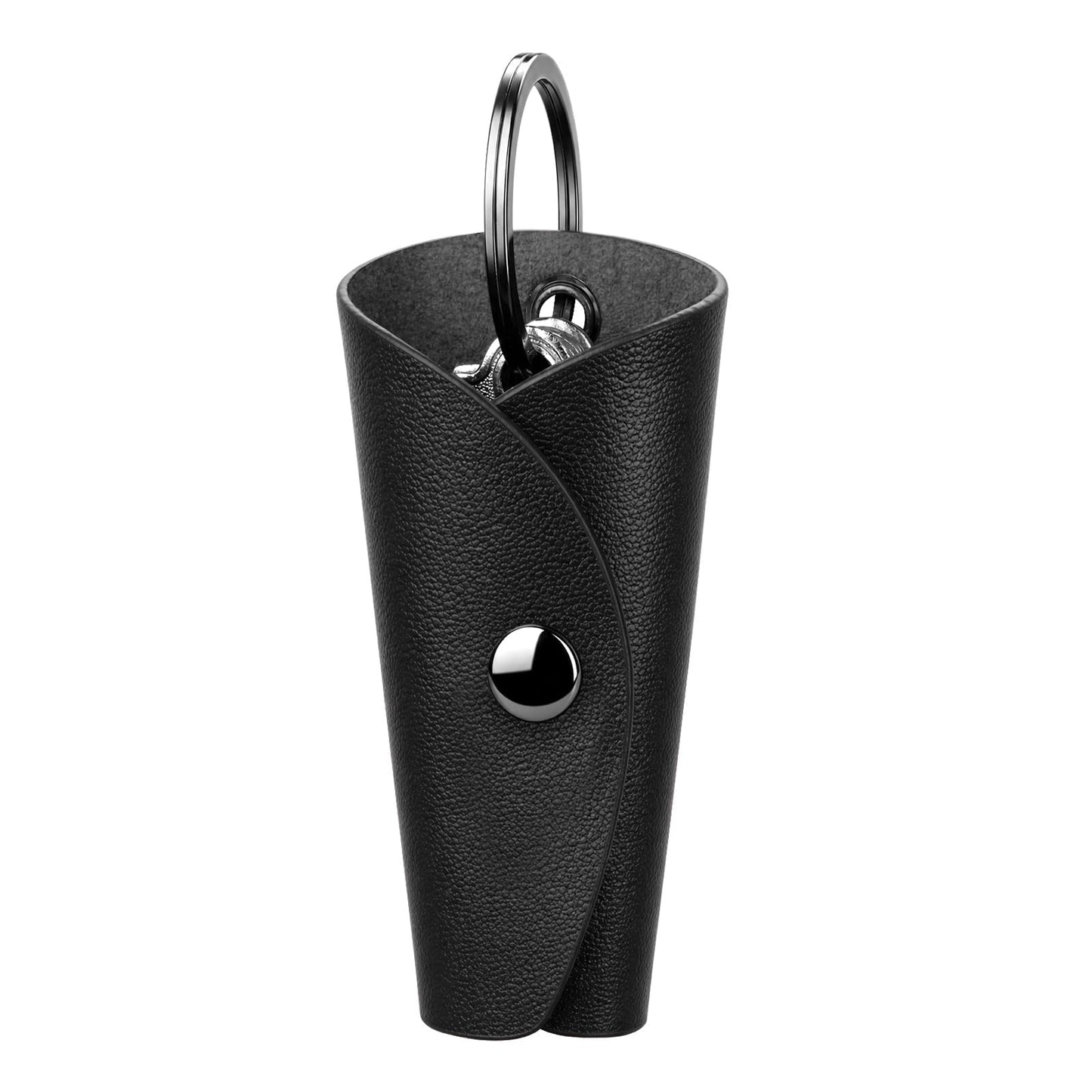 T-carbon Top Grain Leather Key Wrap for House Keys, Compact Key Holder Case Fits 2-5 Keys, Silent Rattle-Free Design,Portable Keychain