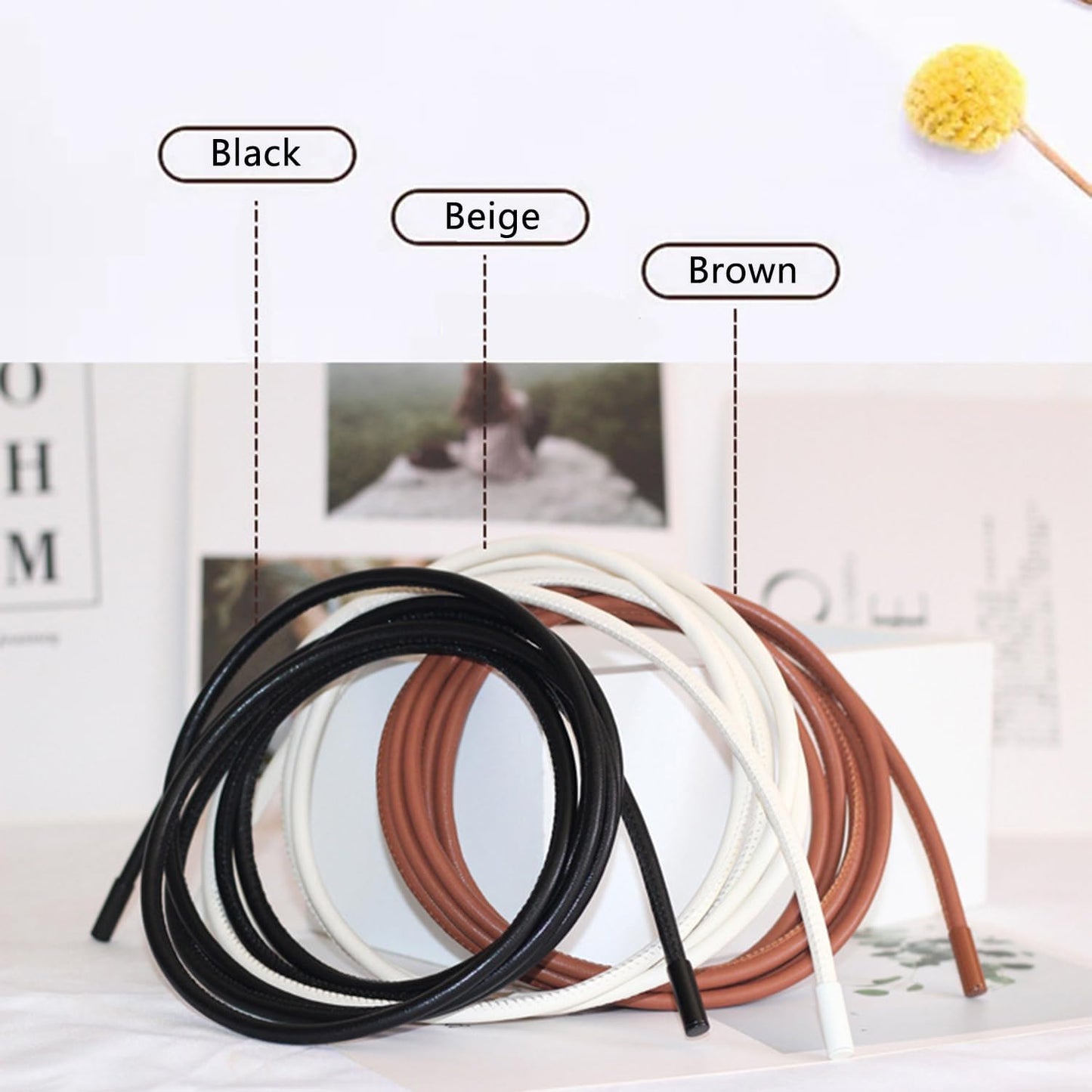 Inzegao Women Leather Cord String Rope Waist Belt for Dress Knot Belt for Sweater Cardigan Down Coat