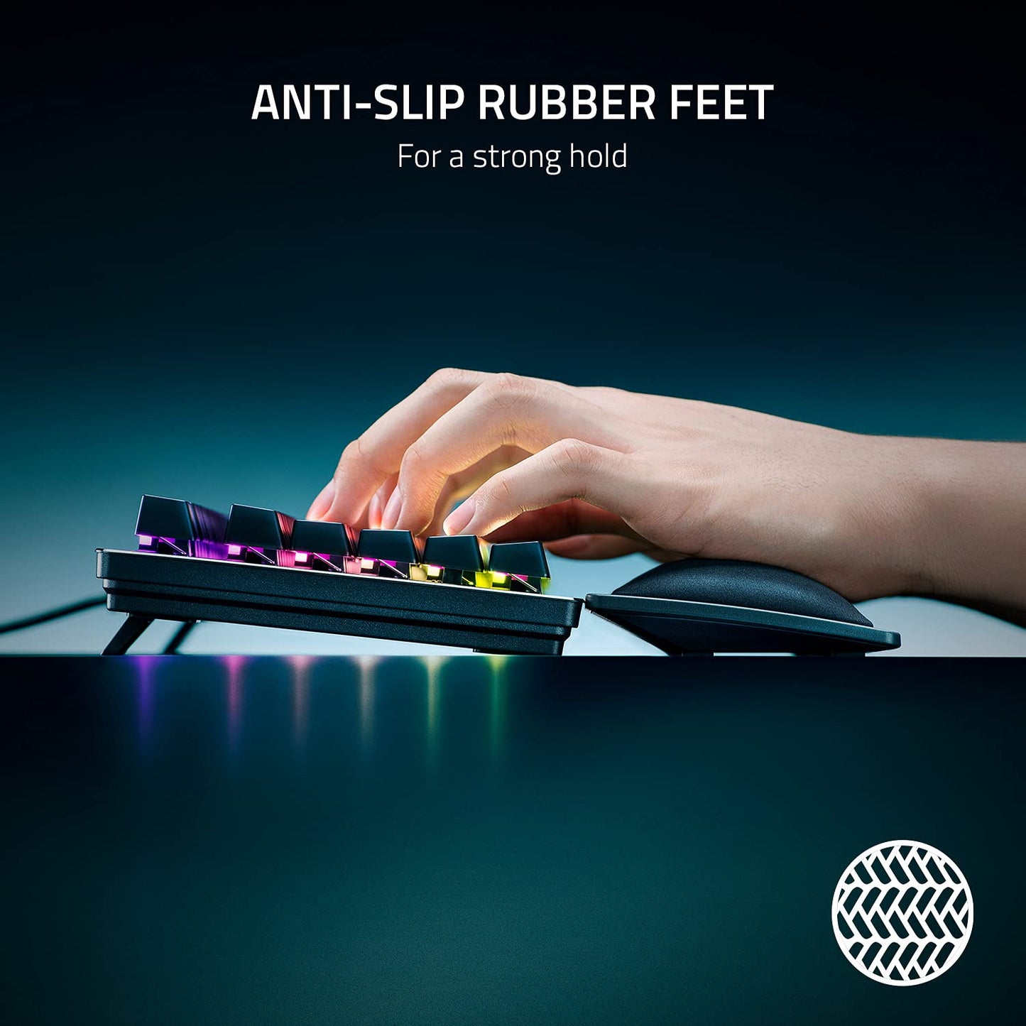 Razer Ergonomic Wrist Rest for Tenkeyless Keyboards: Plush Leatherette Memory Foam Cushion - Anti-Slip Rubber Feet
