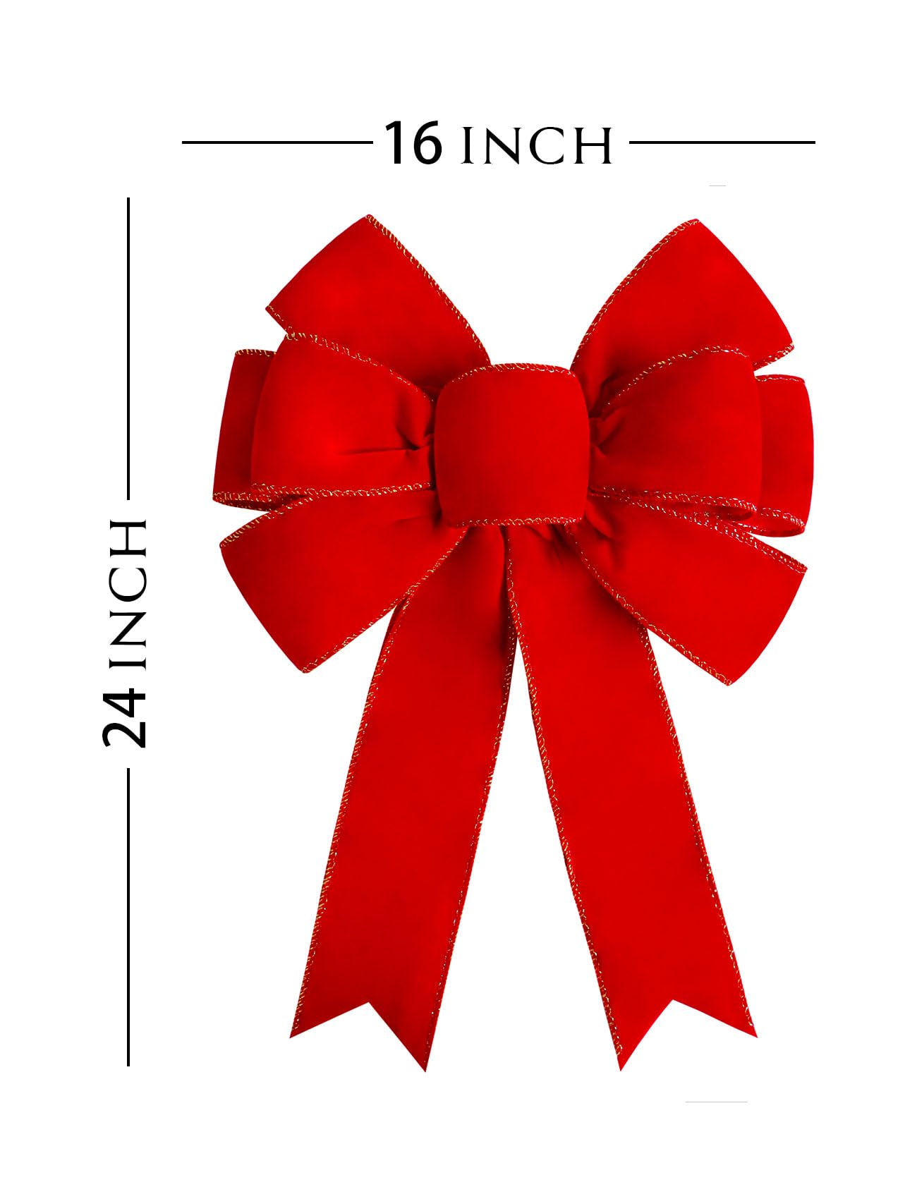 Satenwie Red Christmas Bows Large Velvet Bow for Wreaths, Tree, Outside Decorating, Outdoor (16 * 24 inch)