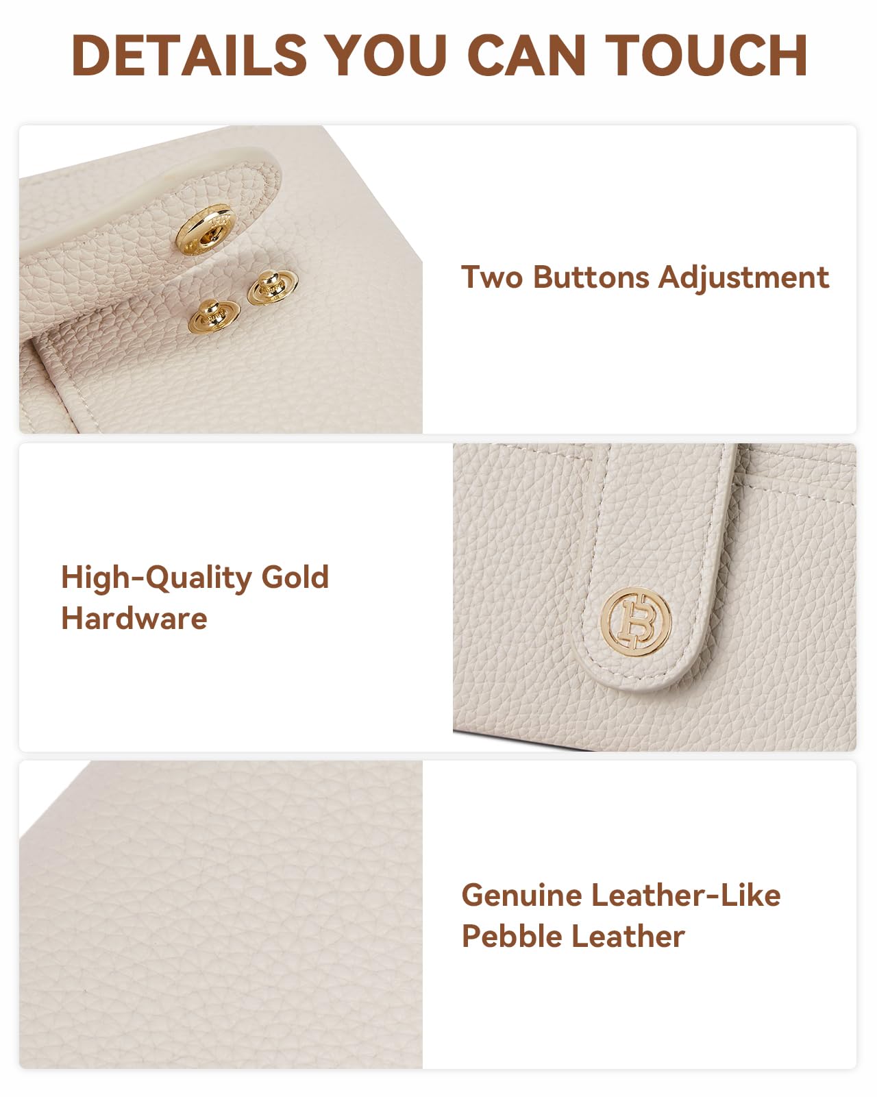 BOSTANTEN Slim Wallet for Women Small RFID Blocking Credit Card Holder Leather Bifold Wallets with Zipper Coin Pocket Beige