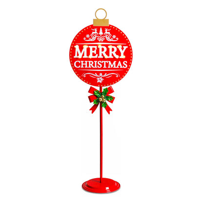 Vigdur Merry Christmas Sign - 34" Lighted Metal Holiday Ball Decoration Battery Operated with Timer, Christmas Yard Decorations for Indoor Outdoor Yard Lawn Party Holiday Décor