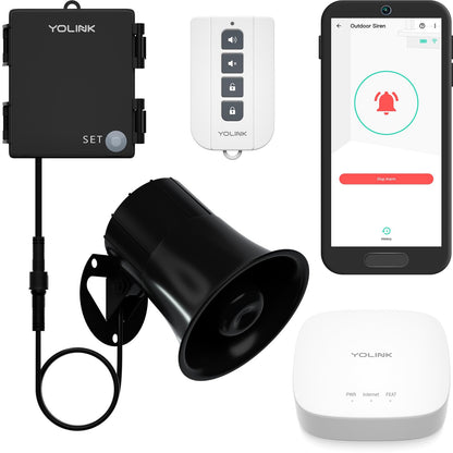 YoLink Outdoor Security Siren & Smart Alarm Controller Kit - Loud 110 dB, Wireless, Battery-Powered, 1/4 Mile Range, Android-iOS App, Alexa, Google, IFTTT, Home Assistant, Hub Required!