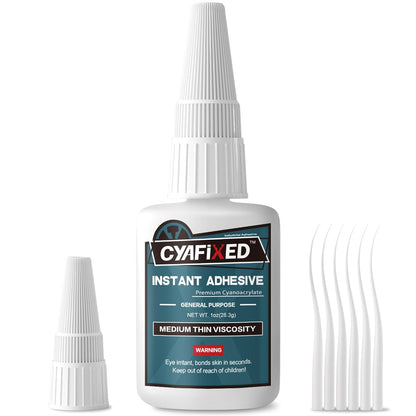 Super Glue Liquid, Instant Clear Cyanoacrylate Medium Thin Viscosity Adhesive, Food Safe CA Glue for Shoe Repair Leather Ceramic Plastic Glass Metal Wood Aquarium Porcelain Rubber Pottery Model Craft