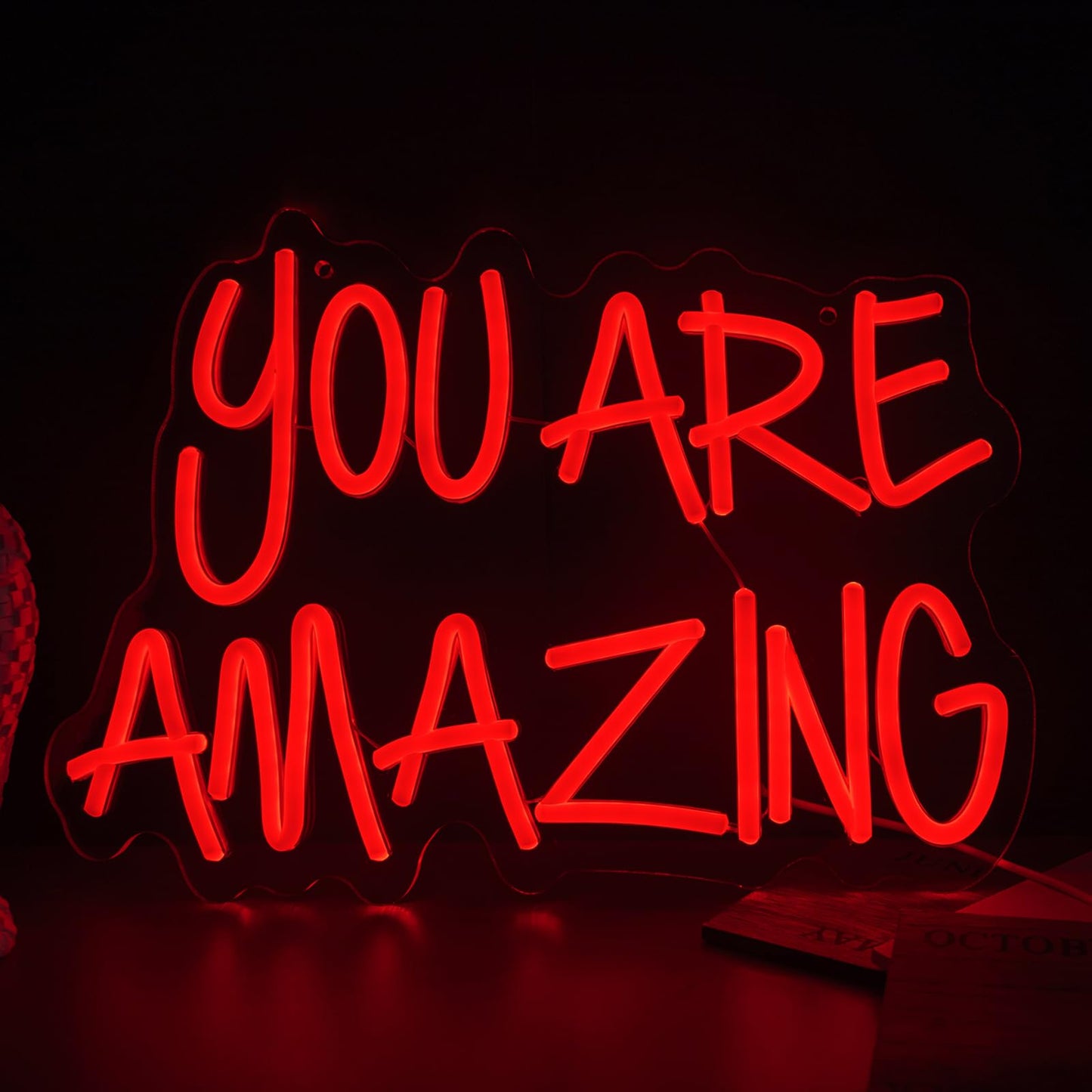 You Are Amazing Neon Sign, Dimmable LED Neon Signs for Wall Decor, USB Powered Neon Light Sign Wall Art for Bedroom Christmas Party Classroom, Postive Aesthetic Decoration 15.35 x 11.81"