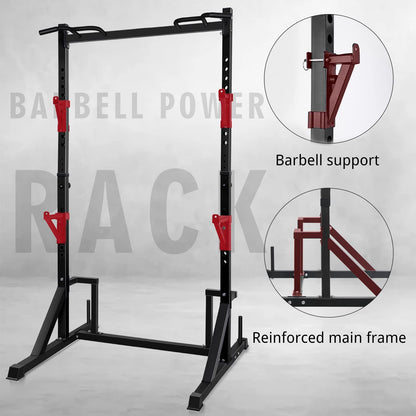 CANPA Multifunction Power Rack with Pull up Bar, Heavy Capacity and Adjustable Squat Stand Rack for Home Gym Equipment, Power Rack Cage (Black)