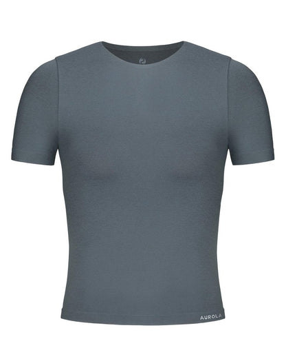 AUROLA Women Essentials Seamless Short Sleeve Fitted Tshirt Gym Workout Athletic Shirts Top Tee Steel Grey