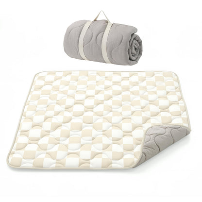Momcozy Baby Play Mat for Floor, 50"x50" Thickened Playpen Mat, Playmate for Baby Tummy Time, Waterproof & Non-Slip, Foldable Outdoor Mat with Carrying Handle, Khaki Plaid