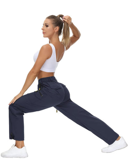VVK Women's Cargo Joggers Pants Lightweight Athletic Outdoor Travel Hiking Quick Dry Workout Pants Water Resistant Navy Large