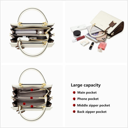 Cnoles Handbags for Women Fashion Leather Tote Shoulder Bags Ladies Handle Satchel Purse Black