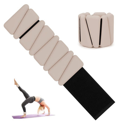 Wrist Weights for Women, Adjustable Ankle Weights Silicone Bracelet Weights Arm Leg Weights for Women Men Ankle Weights for Yoga Running Swimming Pilates Gym, 1 Pair (1 lb Each) (Beige)