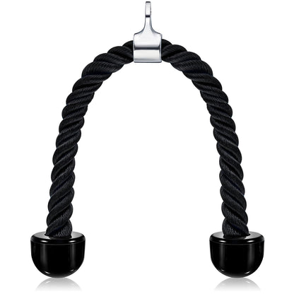 tchrules Universal Tricep Rope Pull Down - 28 Inch Heavy Rope Length, Easy to Grip & Non Slip Cable Attachment, Suitable for Professional Gyms (Black)