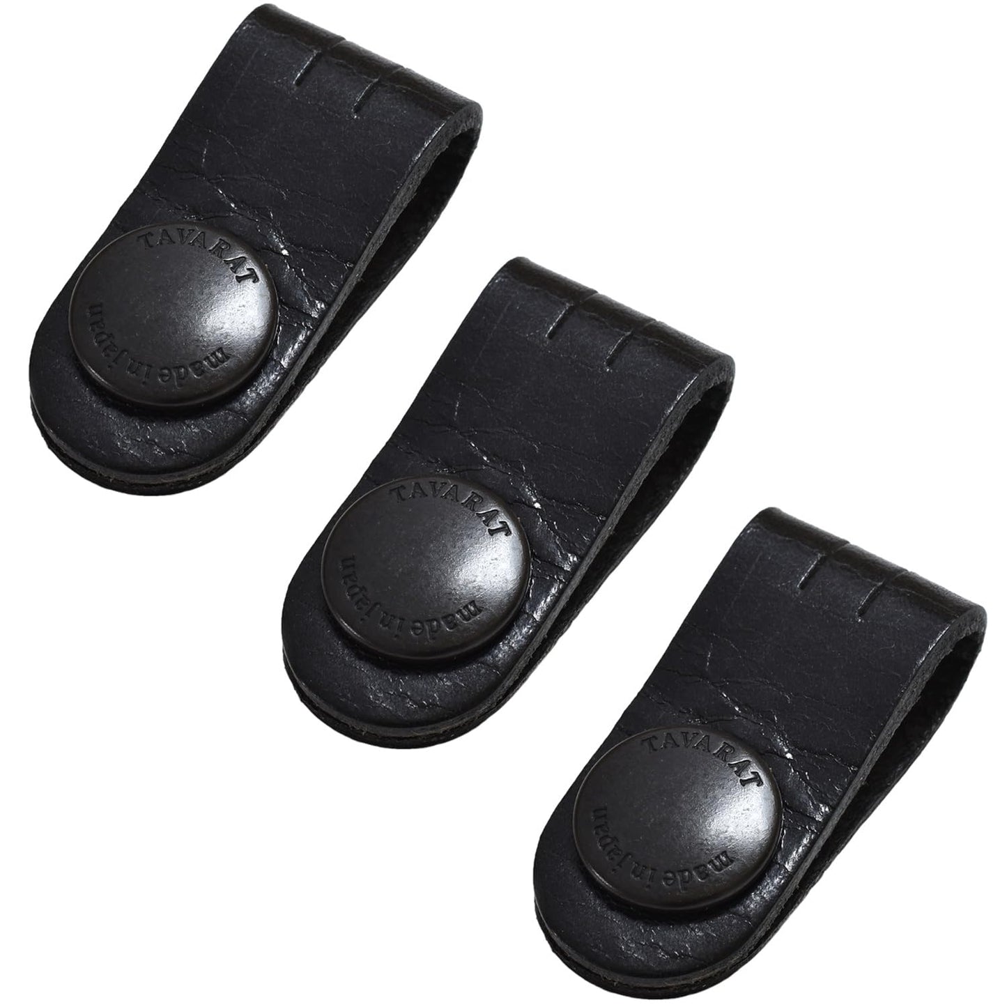 TAVARAT Cord Organizer, Cable Organizer, Charger Organizer, made in Japan, Genuine Leather, Cable Straps, Cable management, Cable Holder (Black, set of 3)