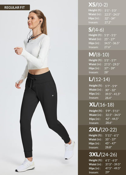 baleaf Women's Fleece Lined Pants Water Resistant Winter Thermal Warm High Waisted Joggers Sweatpants Hiking Running Leggings Black M