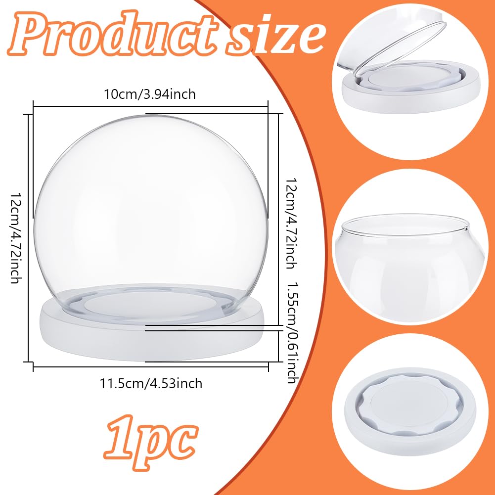 NBEADS Glass Display Dome Cloche, Eternal Flower Glass Dome Cover with Wood Base Anti-Shedding Design Arch Bell Jar Cloche for Centerpieces Plants Rocks Specimens Decorations Crafts, 4.5x4.7inch