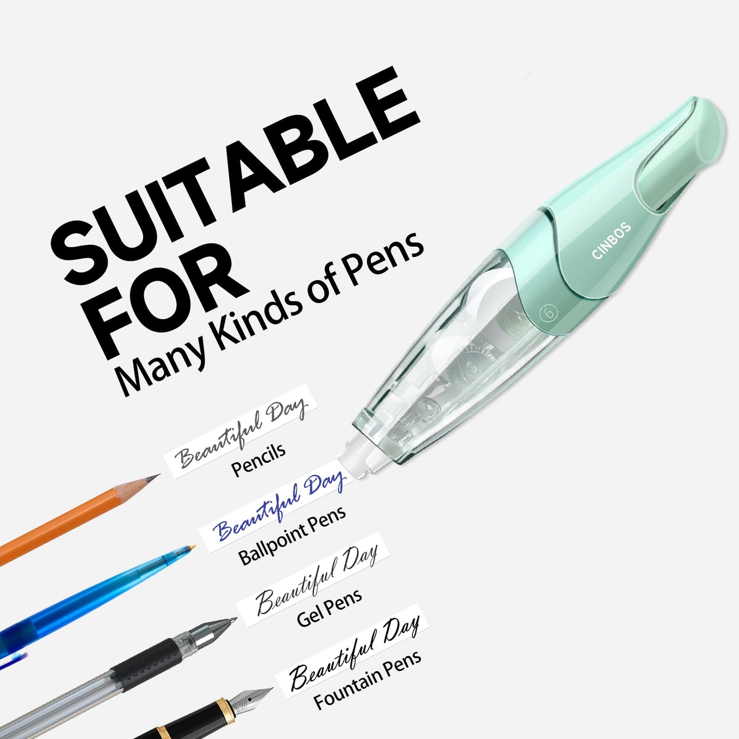 CINBOS Refillable Retractable Correction Tape with 2 Extra Refills, White Smooth Pull Out Cute Correction Tape for Office Supplies, 4 PCS (CS-25)