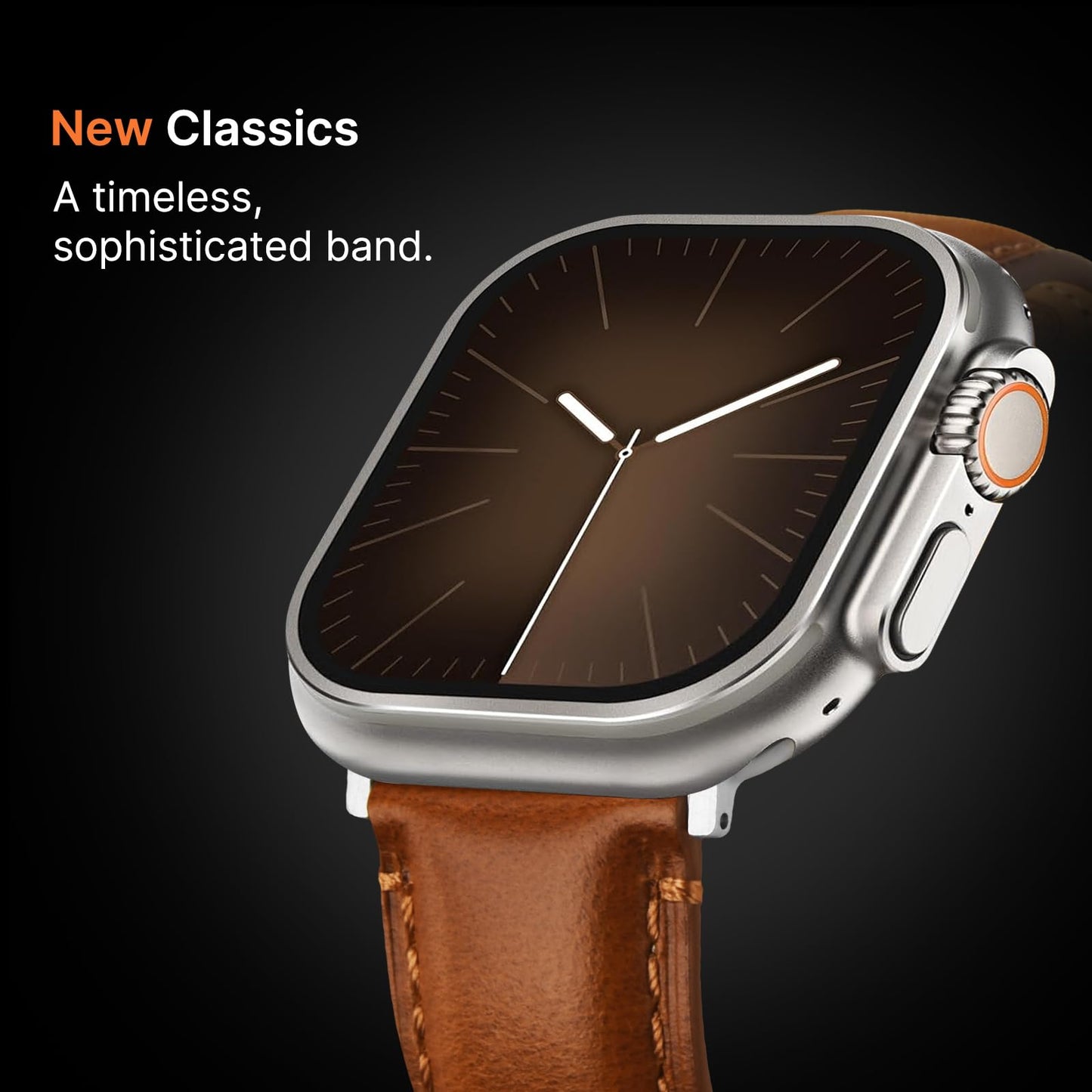 Fullmosa Leather Band Compatible with Apple Watch Bands 49mm 46mm 45mm 44mm 42mm,Top Grain Leather iWatch Straps for Apple Watch Ultra SE Series 11 10 9 8 7 6 5 4 3 2 1,Black+Silver/Brown+Silver