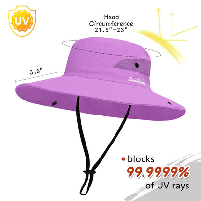 ZOORON Women's Ponytail Safari Sun Hat,Wide Brim UV Protection Outdoor Bucket Hat,Foldable Beach Summer Fishing Hat