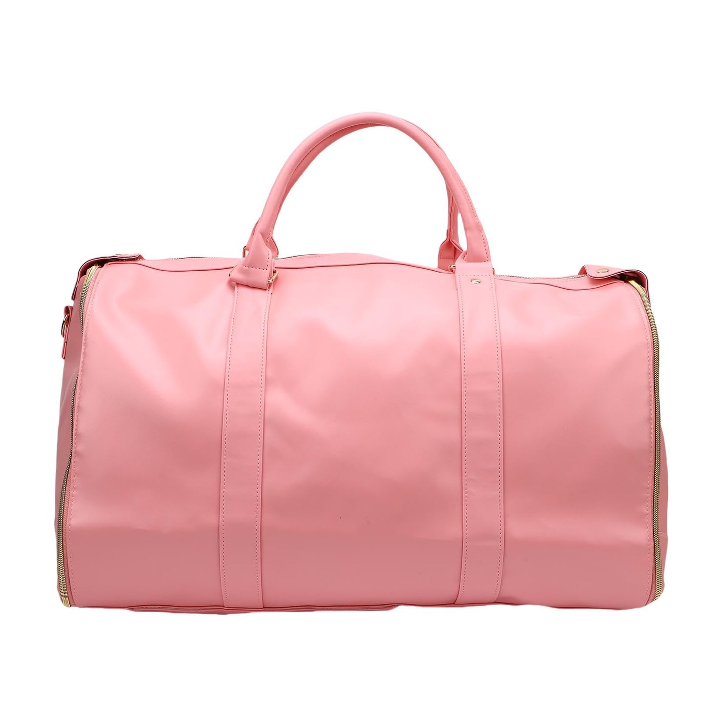Hamwesh Rolling Garment Bag, 40L PU Leather Rolling Duffle Bag Detachable Telescopic Trolley Spacious Main Compartment Front Zip Pocket, Travel with Wheels for Men Women (Pink)