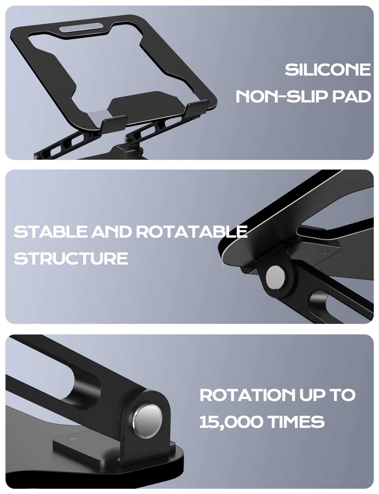 LOXP Adjustable Laptop Stand for Desk, Metal Foldable Laptop Riser, Portable Ventilated Cooling Lectern, Ergonomic Computer Notebook Stand Compatible with 10-15.6" Laptops