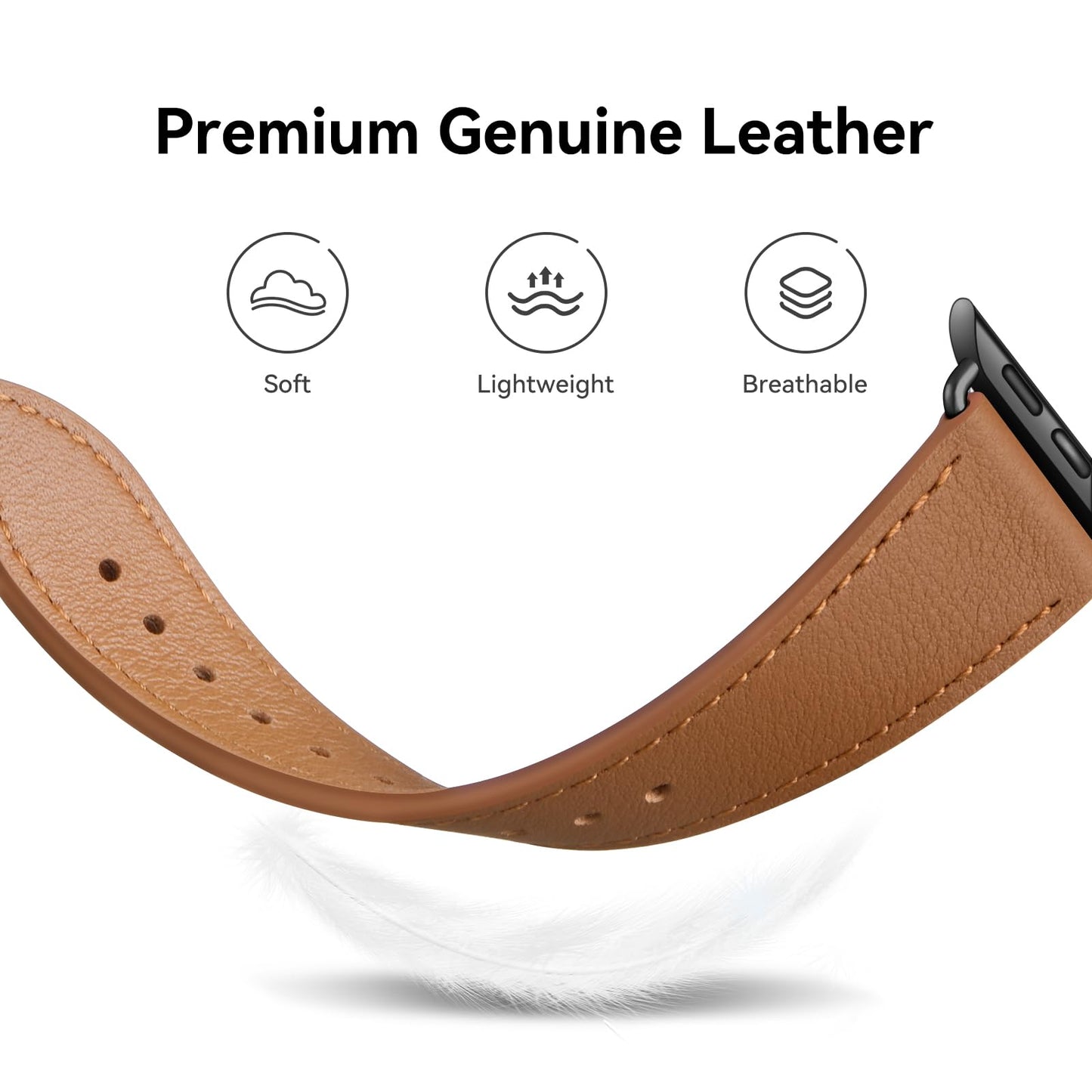 Bestig Leather Bands Compatible with Apple Watch Band 38mm 40mm 41mm 42mm(Series 10 11) for Women Men, Wristband Strap for iWatch SE3/2/1&Series 9 8 7 6 5 4 3 2 1(Brown+Black)