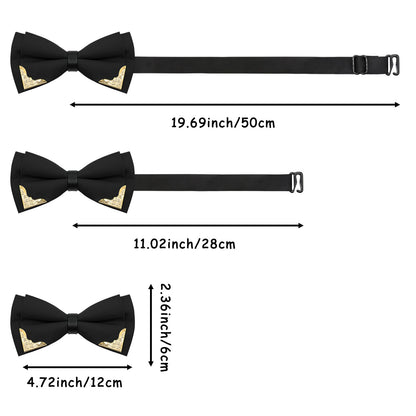 GHTIYLP Bow Ties for Men Women Metal Gold Bowtie, Pre Tied Mens Bow Tie Tuxedo Bowties Men for Prom Wedding Party (black)