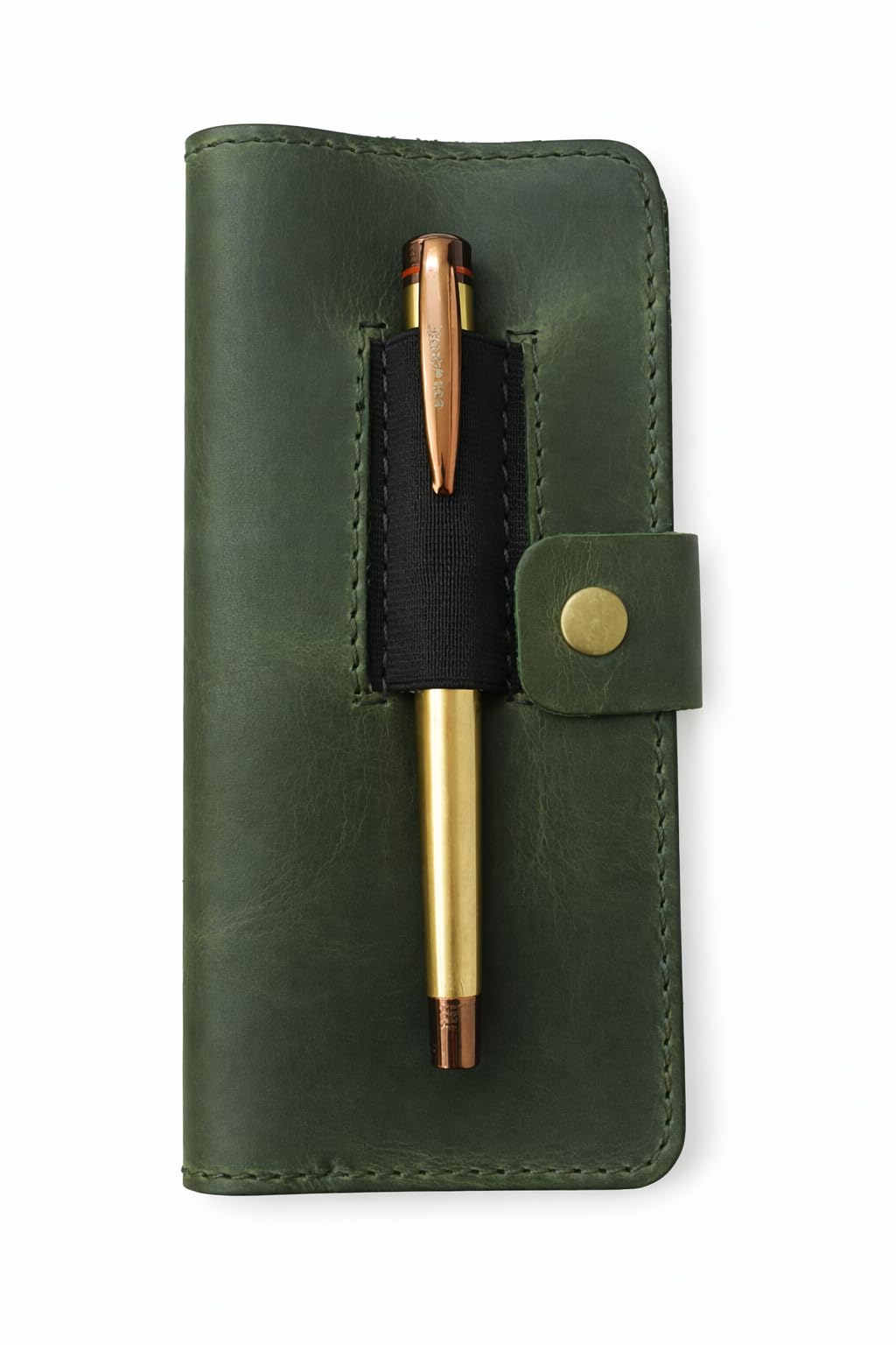 CestAntiQ, Distressed Leather Checkbook Cover with Pen Holder Full Grain Green Leather Check Book Cover for Personal or Duplicate Checks Executive Checkbook Wallet for Men Women Slim Gift Organizer