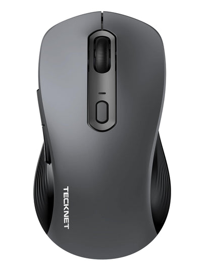 TECKNET Wireless Mouse Jiggler, USB-C Rechargeable Mouse, Silent Mouse Quiet Click, Build-in Mouse Mover, 6400 DPI Ergonomic Mouse, 2.4G Cordless Computer Mice for Mac, Laptop, Desktop, PC