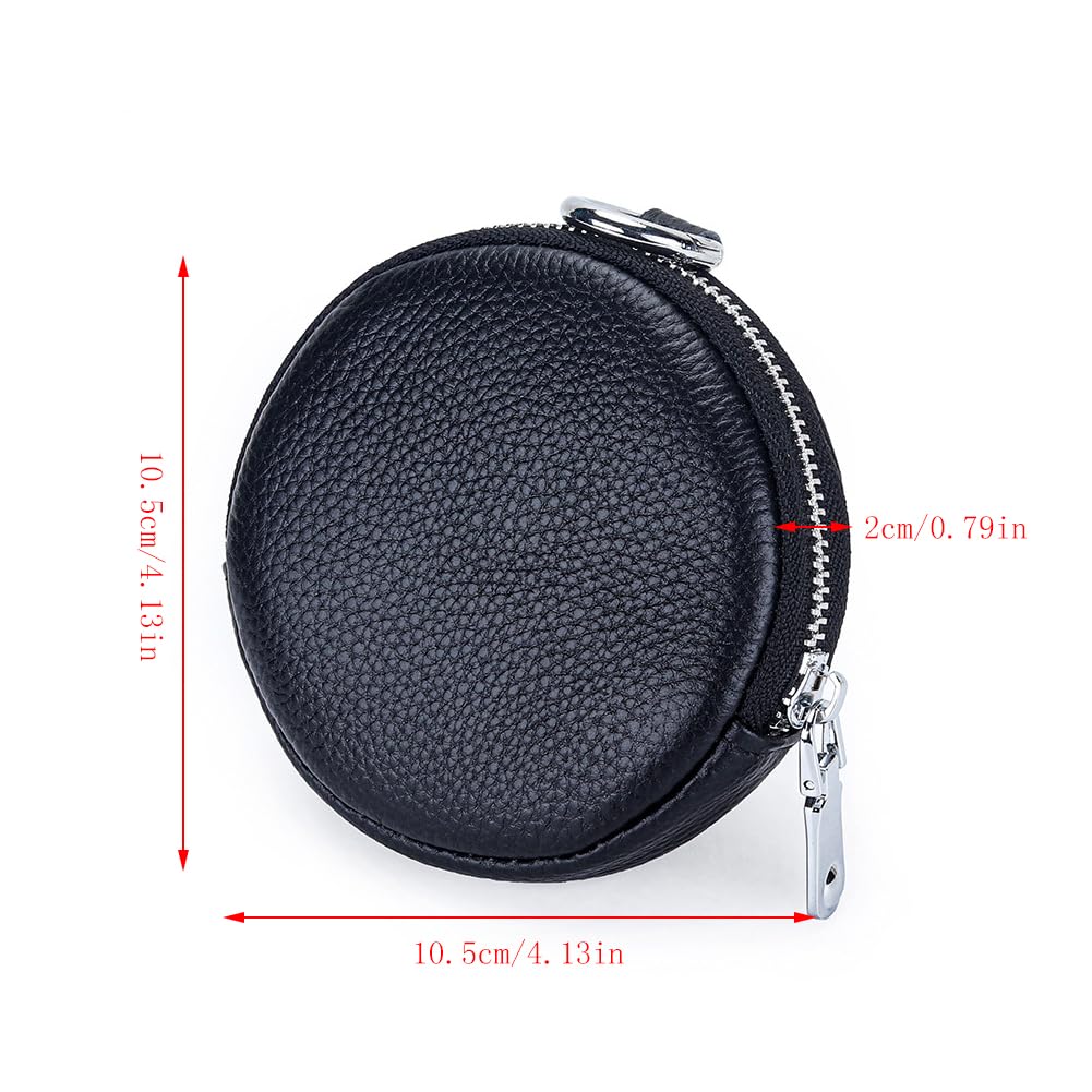 Yzikema 1 Pcs Leather Zipper Coin Purse Wallet With Keychain, Coin Organizer, Change Holder,Card Case, Mini Leather Zipper Storage Bag for Men & Women