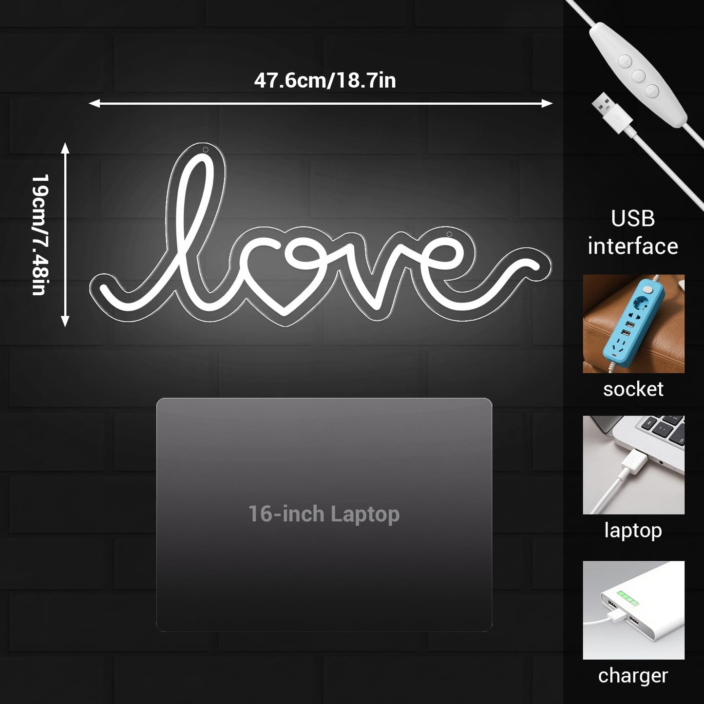 LMHSE You're Like Really Pretty Neon Sign, LED Neon Signs for Wall Decor Dimmable Aesthetic Room Decor for Teen Girl, Party, Bedroom, Wedding Decor, Gifts for Birthday, Christmas (LOVE-White)
