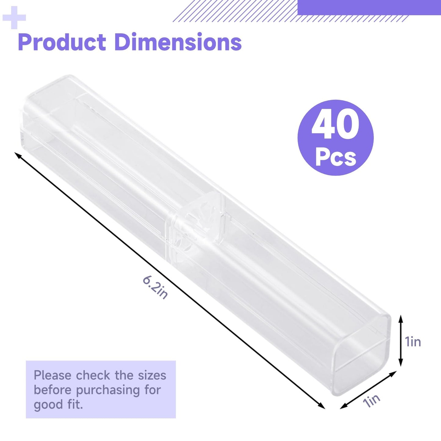 OMISTAR 40 Pcs Pen Gift Boxes, Clear Acrylic Pen Cases Reusable Pen Storage Containers Transparent Plastic Pencil Display Boxes, Empty Single Pen Holders for School Office Gift Packaging