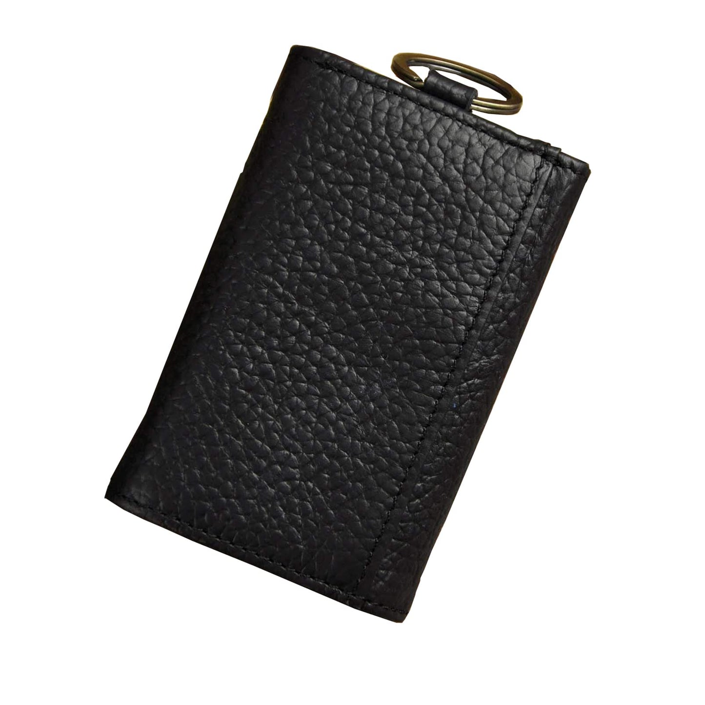 Le'aokuu Mens Genuine Leather Car Key Case Loop Hook Coin Case Cover Wallet Snap (The Black 2)
