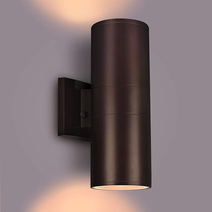 Outdoor Wall Lights Dusk to Dawn Exterior Lighting Fixtures, ETL Listed Cylinder Up Down Outdoor Porch Light,Modern Outdoor Sconce Lights for House Garage Patio,Bulbs Included